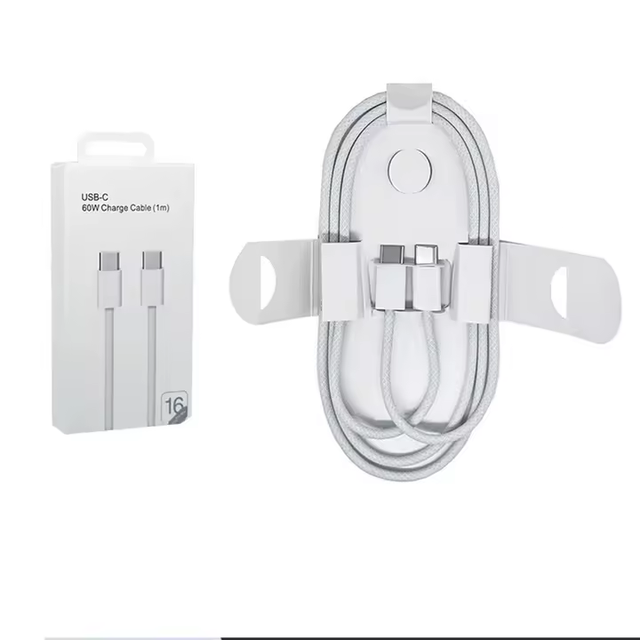 60W Usb C to Type C Data Cable Fast Charging Nylon Type C Cable with Retail Box for Phone 15 16 Pro Max