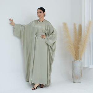 Set Abaya <span class=keywords><strong>2</strong></span> Potong Bahan Polyester Berkilau untuk Lebaran Idul Fitri 2026 dengan Dalaman Gaun Muslimah, Gaun Modis, Kimono Wanita Abaya - Product Image 5