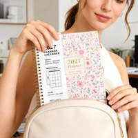 Bestseller Blumenmuster A5 Tragbarer Planer Notizbuch Tagebuch, Geschenk für Frauen, 158x213mm Wöchentlicher Monatlicher Spiral-Terminplaner, Geschenkbox, Leicht zu Transportieren