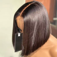 Perruque Bob Femme Cheveux Naturels Brésiliens Brut Bob Coup Blunt 13X4 Pas Cher Perruque Frontale Lace