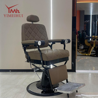 Fauteuil de Barbier Rétro à Points Diamantés, Qualité Commerciale, Cadre Robuste, Inclinable Hydraulique pour Salon de Coiffure Homme