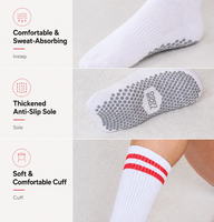 Chaussettes de sport personnalisées pour femmes, yoga, pilates, danse, chaussettes antidérapantes tricotées avec logo personnalisé, chaussettes de yoga mi-mollet