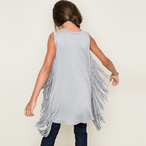 Nuevos Productos en Oferta, Camiseta sin Mangas con Borlas de Color Gris Claro para Chicas Jóvenes, Envío Directo - Product Image 2