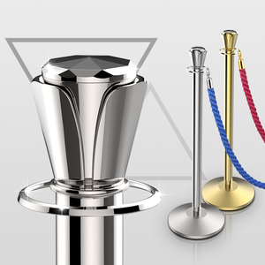 Barriera di Controllo Folla in Acciaio Inox Jinke, Palo con Corda Intrecciata Nero-Oro, Barriera per Ingresso Tappeto Rosso, Barriere per il Traffico - Product Image 2