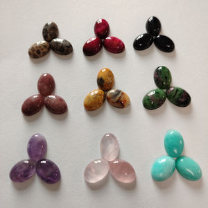 Cabochons ovales QXB 14*10mm à dos plat en améthyste, pierre de guérison, couleurs variées, fabriqués en Chine pour la fabrication de bijoux DIY - Product Image 1