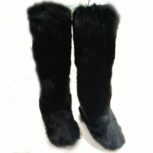 Snow Boots <strong>Ladies</strong> Plush Boots Female Warm Luxury Furry <strong>Shoes</strong> Women's Fluffy Faux Fox Fur <strong>Winter</strong> Adult - Product Image 4