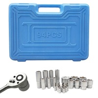 Kit d'outils de réparation à douilles manuelles 94 pièces, clé à cliquet et clé à molette combinées, pour la réparation de voitures et de vélos