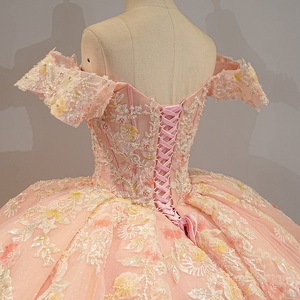 Vestidos de Quinceañera a <span class=keywords><strong>Precio</strong></span> de Oferta, Escote Corazón, Manga Corta, Apliques, Pedrería, Encaje, Vestido de Gala, Vestido de Noche Dy1303 - Product Image 4