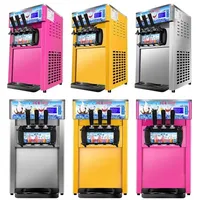 Machine à crème glacée molle commerciale, 3 saveurs et trémies 6L, machine à crème glacée électrique à compresseur avec panneau LCD