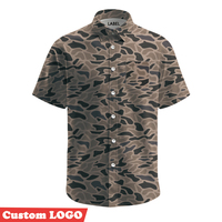 Sublimationsbedruckte, atmungsaktive Polyester-Hemden mit antibakteriellem Doppellagen-Kragen und Knöpfen für Herren, Outdoor, Camping, Angeln, Kurzarm