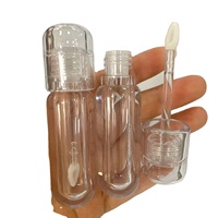 Tube de rouge à lèvres rond transparent vide avec bouchon à vis, en plastique ABS sérigraphié, 5 ml, pour cosmétiques