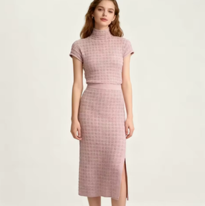 Maglione da <span class=keywords><strong>Donna</strong></span> a Collo Alto con Maniche Corte in <span class=keywords><strong>Maglia</strong></span> Jacquard a Rete, Nuova Moda Primaverile Casual - Product Image 1