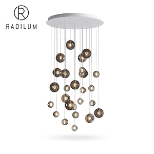 Lampadario Moderno di Lusso con Sfere di Vetro per Scale, Produzione OEM all'Ingrosso Direttamente dalla Fabbrica, Lampadario <span class=keywords><strong>a</strong></span> Cascata con Sfere Cosmiche - Product Image 1
