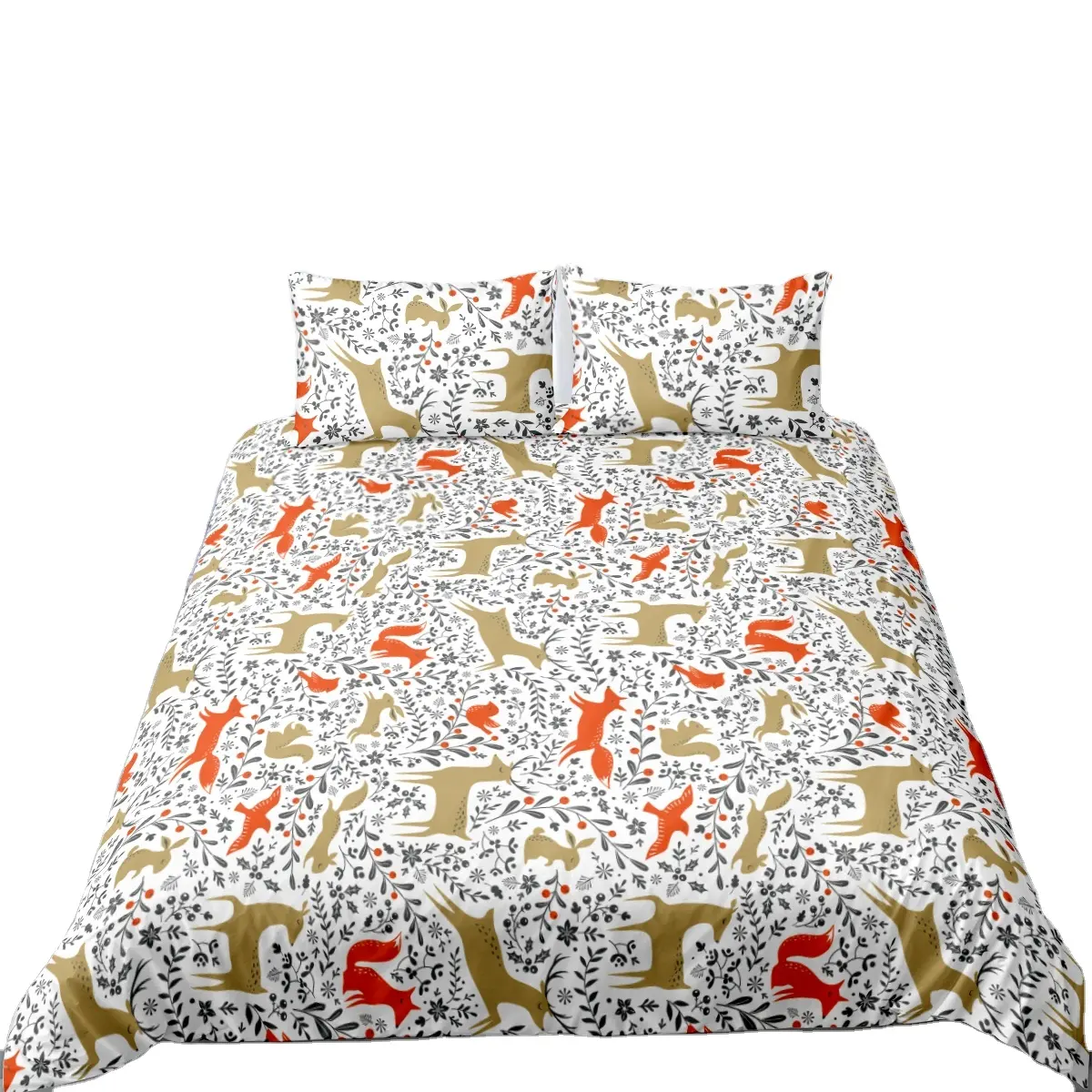 3D FOX Print Custom Duvet Cover Set Full Size Bedding Set Microfiber Polyester Comforter Cover with 2 Pillow Case