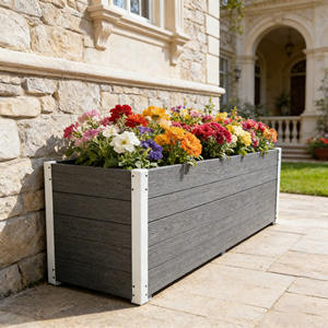 Jardinière <span class=keywords><strong>rectangulaire</strong></span> grande taille en WPC écologique, montage facile, durable et résistante aux intempéries, idéale pour les fleurs et les jardins extérieurs - Product Image 3