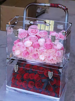 Boîte Cadeau en Acrylique Personnalisable ODM/OEM avec Grandes Roses Éternelles Préservées pour Remise de Diplôme, Mariage, Saint-Valentin
