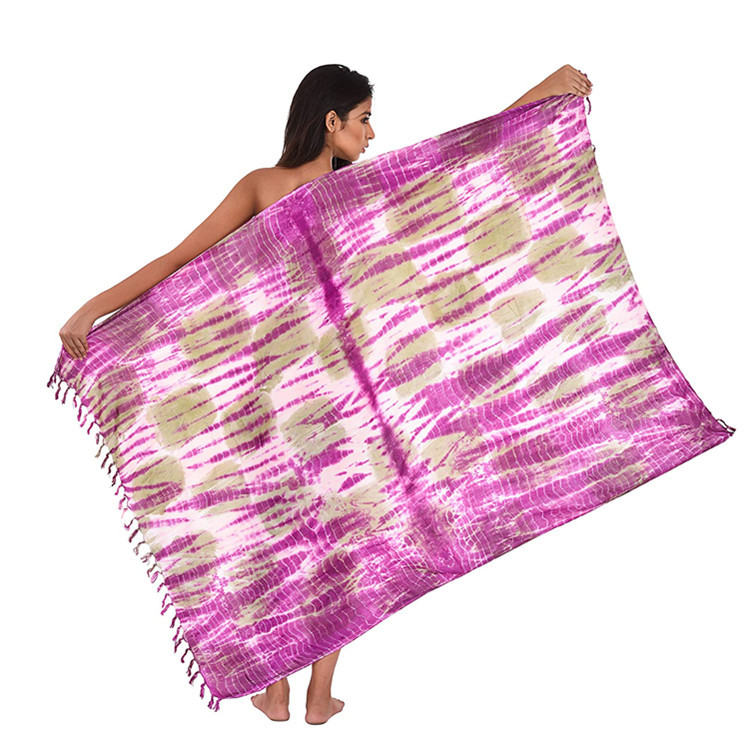 Wholesale soft custom printing viscose lady beach pareo sarong