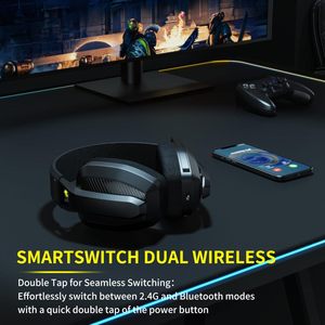 Tai nghe chơi game trên tai & trên tai không dây 2.4GHz có mic Tương thích với ps5 PS4 PC <span class=keywords><strong>MAC</strong></span> & PlayStation cho game thủ - Product Image 2