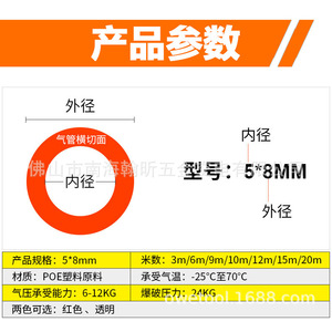 Pneumatic <b>Hose</b> With Quick Connector 5x8mm 6.5x10mm 8x12mm POE Pipe 3-20m For Air <b>Compressor</b> - Product Image 4