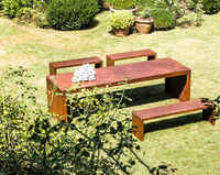 Chaise de jardin portable moderne et durable en acier Corten, écologique, pour extérieur, patio, villa, chambre, école, parc, cuisine, salon - Offre Spéciale