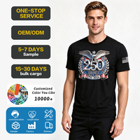 T-shirt patriotique pour homme 250e anniversaire, imprimé aigle, tricoté oversize, transfert thermique, manches courtes, col rond, personnalisé