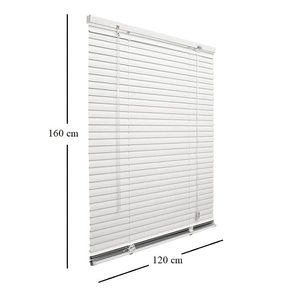White Pvc Venetian Blind 120x160 Cm With Tilting Slats Wall Mounted Sun <b>Shade</b> - Product Image 2