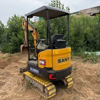 Mini-excavatrice d'occasion de marque chinoise Sany SY16C SY18U, 2 tonnes, avec châssis réglable.