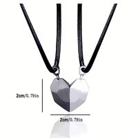 YBcustom OEM Collier d'anniversaire pour couples, plaqué argent, avec pendentifs magnétiques simples en forme de cœur à faire un vœu, à assembler