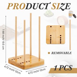 Organisateur de couvercles de gobelets en bambou réglable, support vertical détachable pour couvercles de gobelets Yeti / Stanley / Simple Modern - Product Image 2
