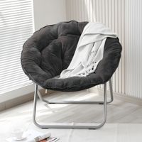 Fauteuil inclinable rond pliable en métal, dossier ergonomique, canapé individuel pour la maison, balcon, chambre à coucher, pause déjeuner et loisirs