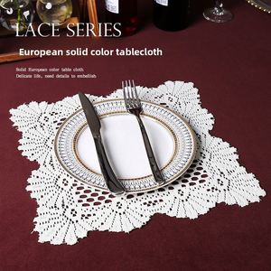Lace Placemat Ins Vintage Crochet <b>Square</b> <b>Tablecloth</b> Coffee Table European Modern Minimalist Style Solid Color - Product Image 4