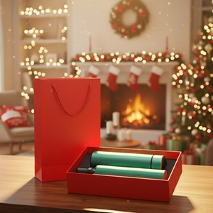 <b>Umbrella</b> Thermos Set Gift Custom Logo Luxury Christmas Present <b>Automatic</b> Folding Windproof Straight Water Bottle Business Family - Product Image 3