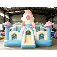Château gonflable sur le thème de l'espace, fusée gonflable, château d'astronaute avec toboggan pour les fêtes d'anniversaire des enfants, jeux de terrain de jeux