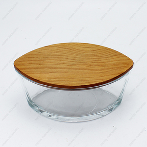 Venta al por mayor de velas perfumadas de lujo, portavelas de cristal, claro, vacío, 450mL, forma de <span class=keywords><strong>barco</strong></span> ovalada, tarros de cristal con tapa de MDF - Product Image 3