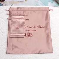 Pochette de Rangement Luxe en Soie et Satin Rose, Personnalisable avec Logo, Sac de Shopping Réutilisable pour Cheveux, Perruques et Lingerie
