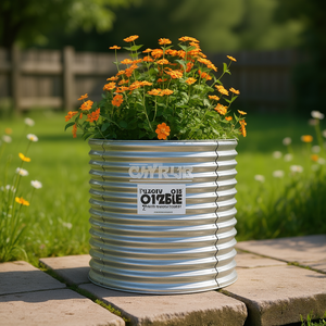 Fioriera da giardino in acciaio verniciato a polvere argentata 31,5 pollici x 31,5 pollici x 26,8 pollici, design rustico, vaso per fiori per uso esterno - Product Image 2