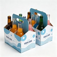 Boîtes de transport de bière personnalisées rigides pliables jetables avec poignée, emballage de bière en carton pour 4 ou 6 bouteilles