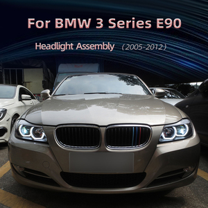 Ensemble de phares LED pour <span class=keywords><strong>BMW</strong></span> Série 3 <span class=keywords><strong>E90</strong></span> <span class=keywords><strong>2005</strong></span>-2012, feux de jour LED, clignotants, lentille de projecteur, boîtier noir, phare <span class=keywords><strong>318i</strong></span> 320i 325i - Product Image 2