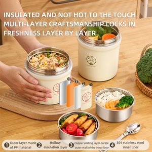 Lekfre hộp cơm trưa cách nhiệt lấy ra hộp cơm trưa bằng thép không gỉ cho Bình đựng thức ăn ấm hộp cơm trưa cách nhiệt cho trường học giữ ấm - Product Image 5