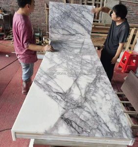 Thanh lịch Lilac khắc đá cẩm thạch với cơ sở thép hiển thị nội bảng <span class=keywords><strong>New</strong></span> <span class=keywords><strong>York</strong></span> đá cẩm thạch mỹ phẩm hiển thị trường hợp cho trung tâm mua sắm - Product Image 5