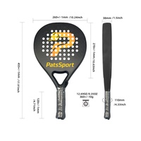 Raqueta de Pádel PATSSPORT OEM de Fibra de Carbono Completa con Acabado Mate y Superficie con Textura 3D, Modelo B-01, 365g, 15-17, Forma EVA, Nivel Inicial