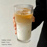 Haute valeur Ins Style isolé verre tasse à eau rayure verticale Simple grande capacité tasse à thé couvercle paille café Performance chaude