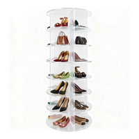 Range-chaussures rotatif moderne et écologique en plastique, présentoir circulaire à 360 degrés, 2 à 7 niveaux, rangement vertical pour sacs à main et tri de chaussures