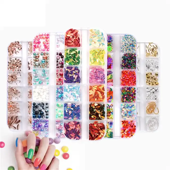 Multi Size Glas Nail Steentjes Gemengde Kleuren Platte Rug Ab Crystal Strass 3d Charme Diamant Diy Manicure Nail Art Decoraties