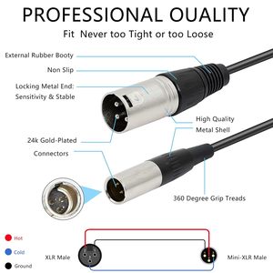 Fábrica al por mayor profesional Nylon trenzado micrófono <span class=keywords><strong>Audio</strong></span> Cables Mini <span class=keywords><strong>3</strong></span> Pin Xlr macho a Xlr macho <span class=keywords><strong>Cable</strong></span> <span class=keywords><strong>de</strong></span> alta calidad Xlr - Product Image 5