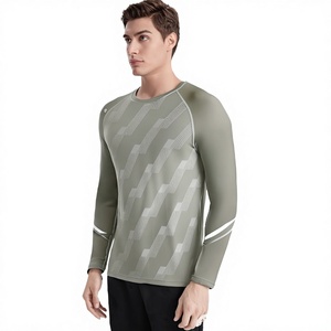 T-shirt de sport décontracté pour homme, col rond, manches longues, en Spandex/Polyester, séchage rapide, respirant, pour l'automne, 220g - Product Image 3