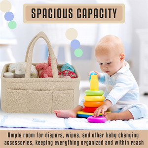 Portable <b>Storage</b> <b>Basket</b> Plush Baby Diaper Bag Washable Baby Diaper Caddy Organizer Mummy Bag Baby Diaper Caddy Organizer - Product Image 4