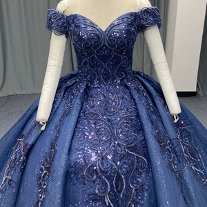 ชุดเดรสสีน้ำเงินกรมท่าสำหรับงาน Quinceanera รุ่น Lsany288 ประดับเลื่อมปักลายบาโรก ผ้าทูลล์วิบวับ ทรงบอลกาวน์ คอรูปหัวใจ เหมาะสำหรับงานเลี้ยงอย่างเป็นทางการ Jancember - Product Image 4