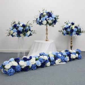 ดอกโบตั๋นดอกโบตั๋นสีฟ้าสีขาวไฮเดรนเยียดอกไม้ประดิษฐ์<span class=keywords><strong>แถว</strong></span>งานแต่งงานฉากหลังของตกแต่งตรงกลางกุหลาบ A4807ดอกไม้ - Product Image 4