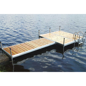 Pontons fixes pour lac, ponton stationnaire en aluminium avec plancher en composite <span class=keywords><strong>bois</strong></span>-plastique et échelle - Product Image 5